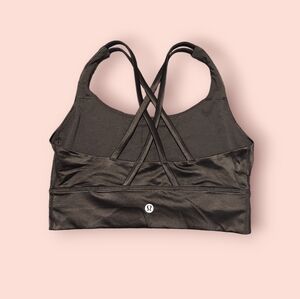 Lululemon energy Longline Silky Black Foil Bra Size 6
